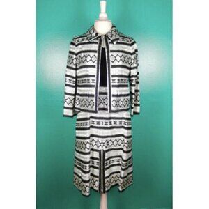 Vintage 60's Oscar de la Renta Boutique Silver Metallic Velvet Dress Jacket Set